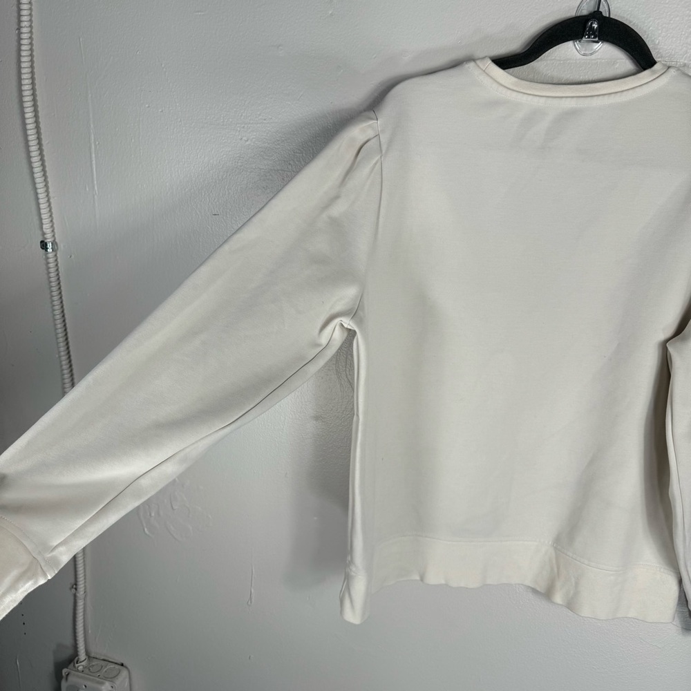 SAINT+Sofia cream organic cotton long puff sleeve sweatshirt large white women - Picture 9 of 13